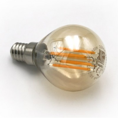 Λάμπα LED Σφαιρική 4W E14 230V 400lm 2200K Θερμό φως Μελί Γυαλί 13-1416400